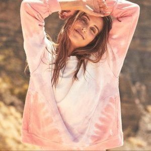 Free People Metti Ombre Crewneck Oversized Sweatshirt Papaya Punch Pink Size S